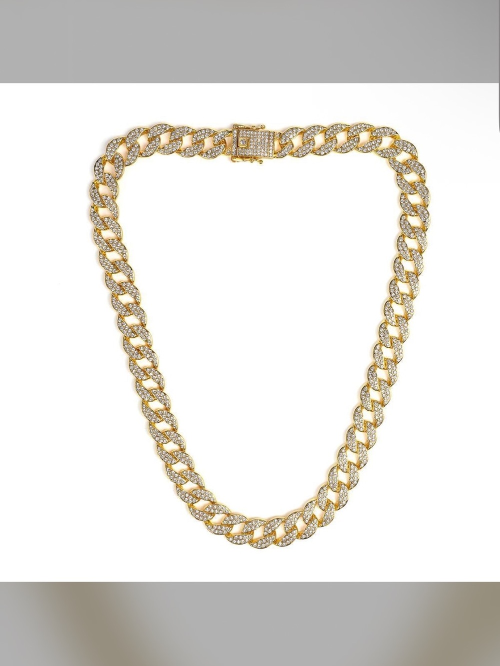 Invicta Gold and Crystal Pave Cuban Link Necklace